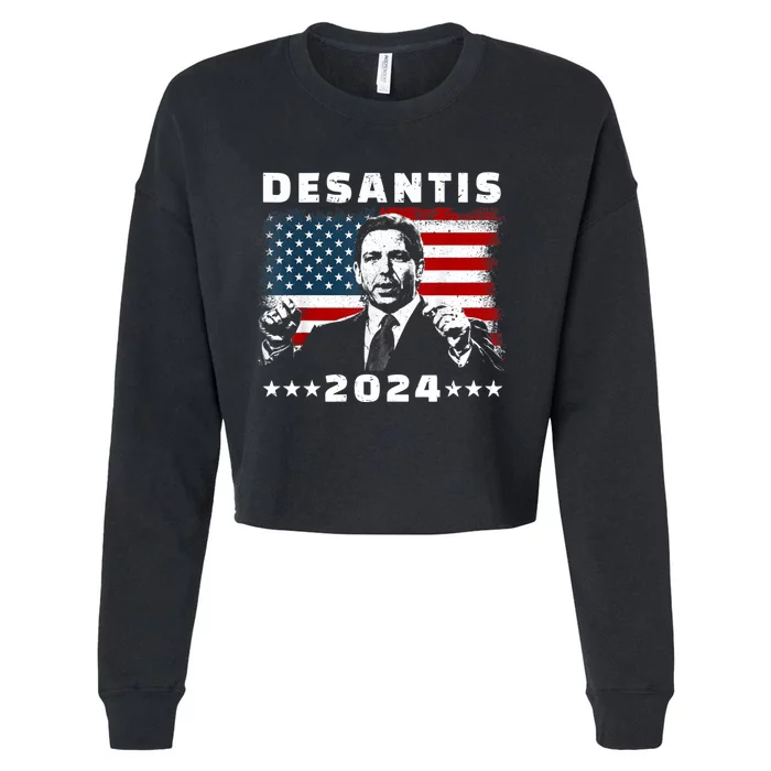 Ron DeSantis For President 2024 Election Proud Republican Cropped Pullover Crew