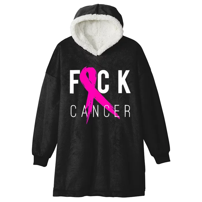 Retro Distressed Fuck Cancer Breast Cancer Awareness Hooded Wearable Blanket