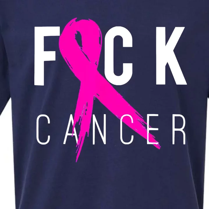 Retro Distressed Fuck Cancer Breast Cancer Awareness Sueded Cloud Jersey T-Shirt