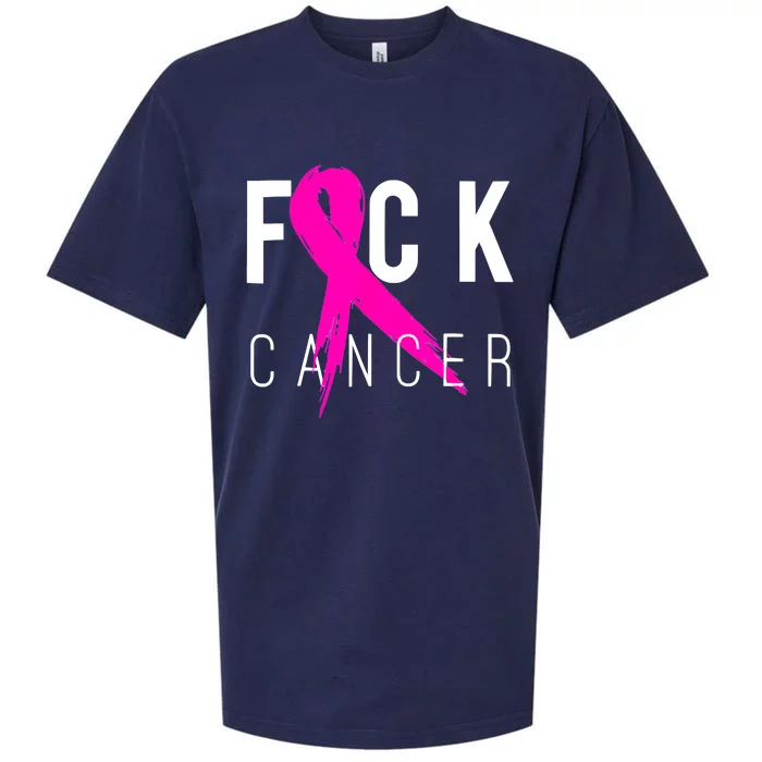 Retro Distressed Fuck Cancer Breast Cancer Awareness Sueded Cloud Jersey T-Shirt