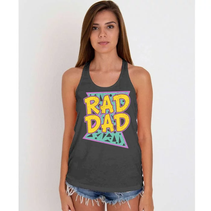 Rad Dad Fathers Day Gift For Daddy Women's Knotted Racerback Tank