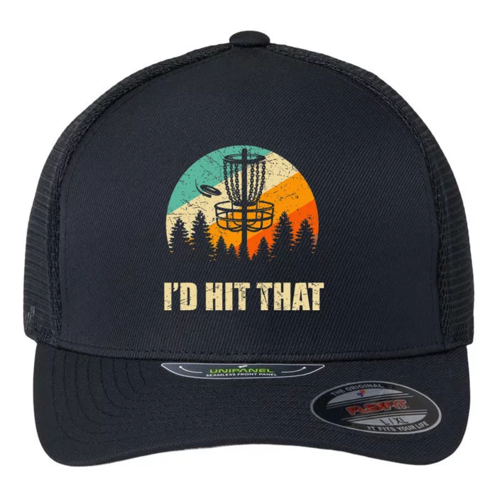 Retro Disc Golf Sport Sunset Vintage Frisbee Golf Flexfit Unipanel Trucker Cap