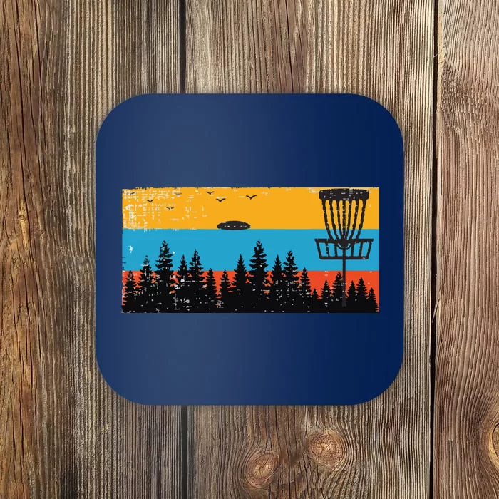 Retro Disc Golf Frolf Frisbee Vintage 70s 80s Style Coaster