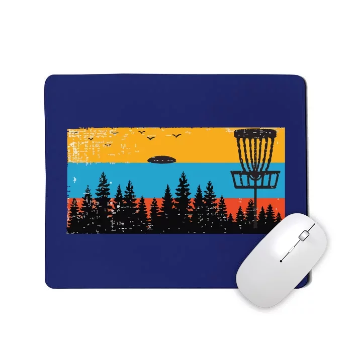 Retro Disc Golf Frolf Frisbee Vintage 70s 80s Style Mousepad