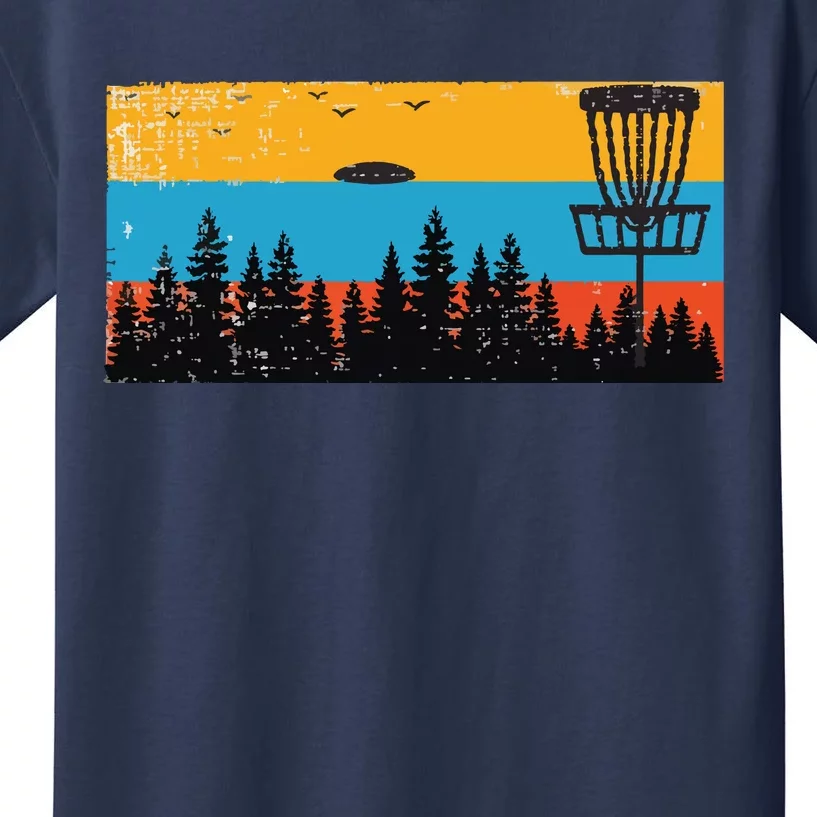 Retro Disc Golf Frolf Frisbee Vintage 70s 80s Style Kids T-Shirt