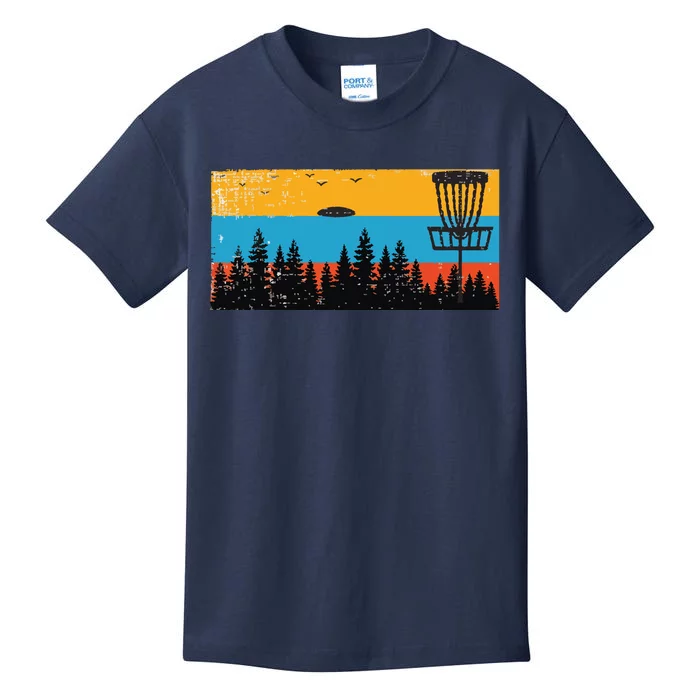 Retro Disc Golf Frolf Frisbee Vintage 70s 80s Style Kids T-Shirt