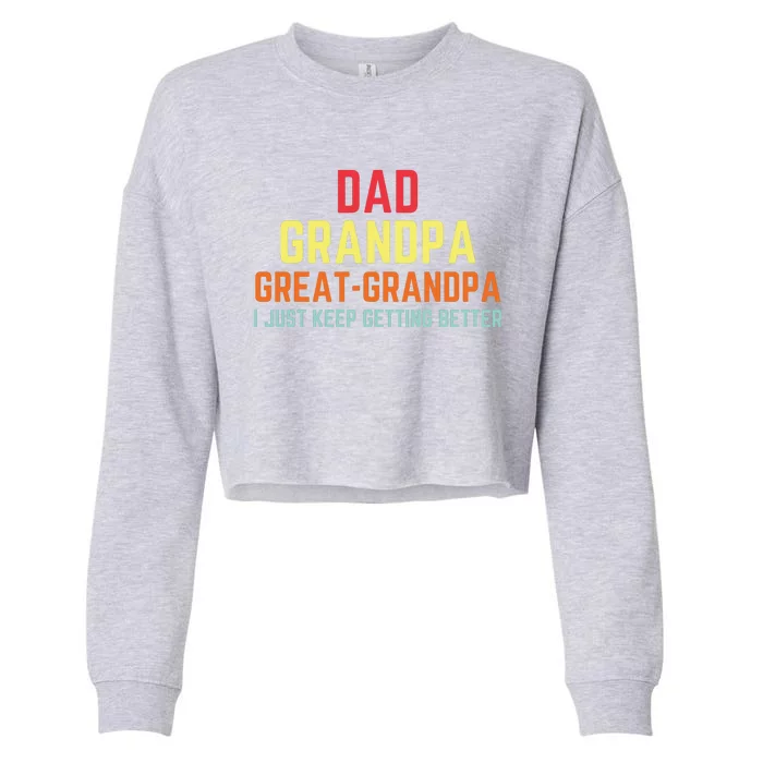 Retro Dad Grandpa Great Grandpa Cropped Pullover Crew