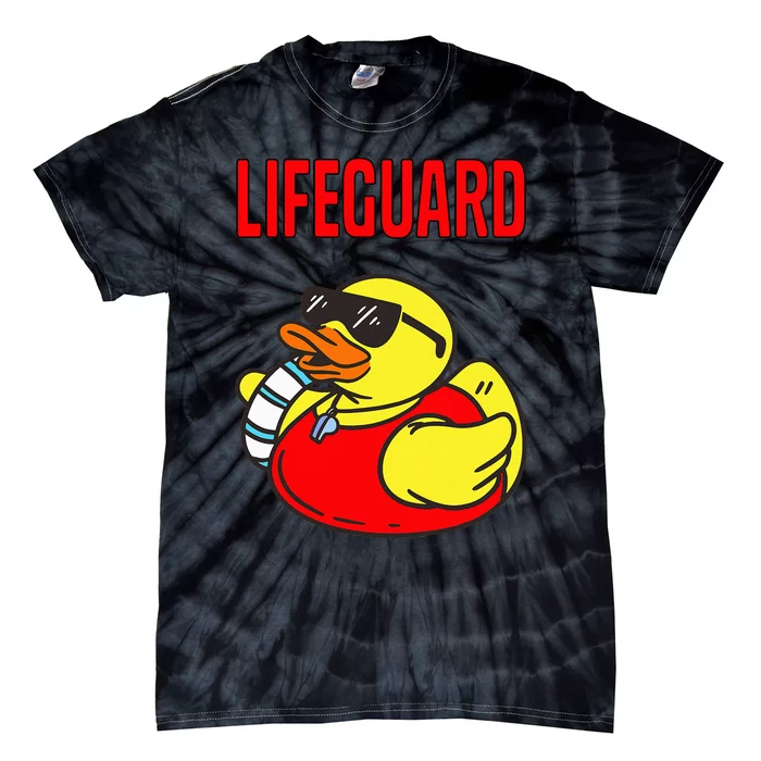 Rubber Duck Graphic Parody Lifeguard Tie-Dye T-Shirt