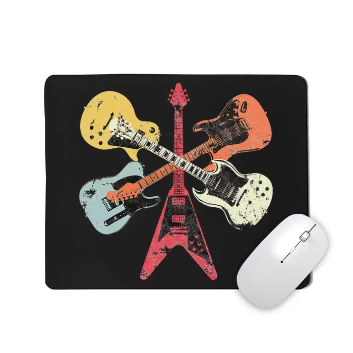 Retro Distressed Guitar Collection Rock Music Fan Mousepad