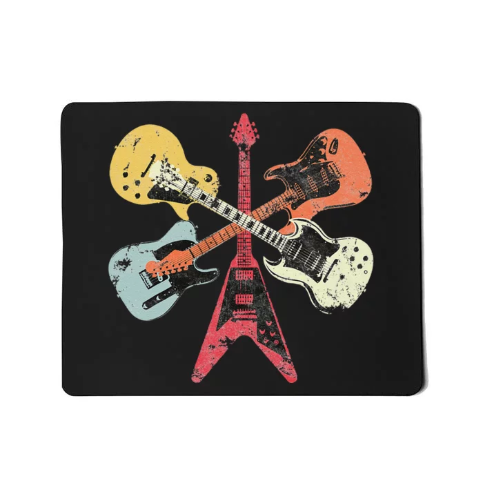 Retro Distressed Guitar Collection Rock Music Fan Mousepad