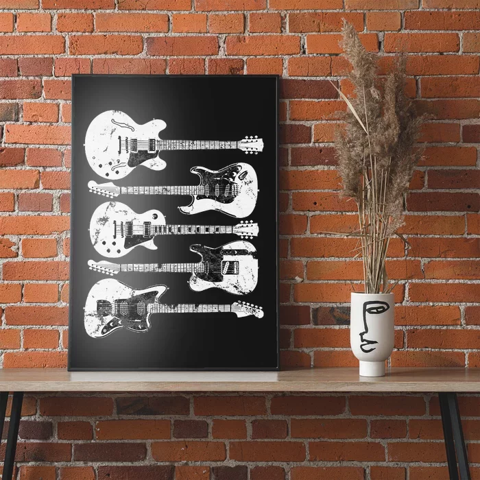 Retro Distressed Guitar Collection Rock Music Fan Poster