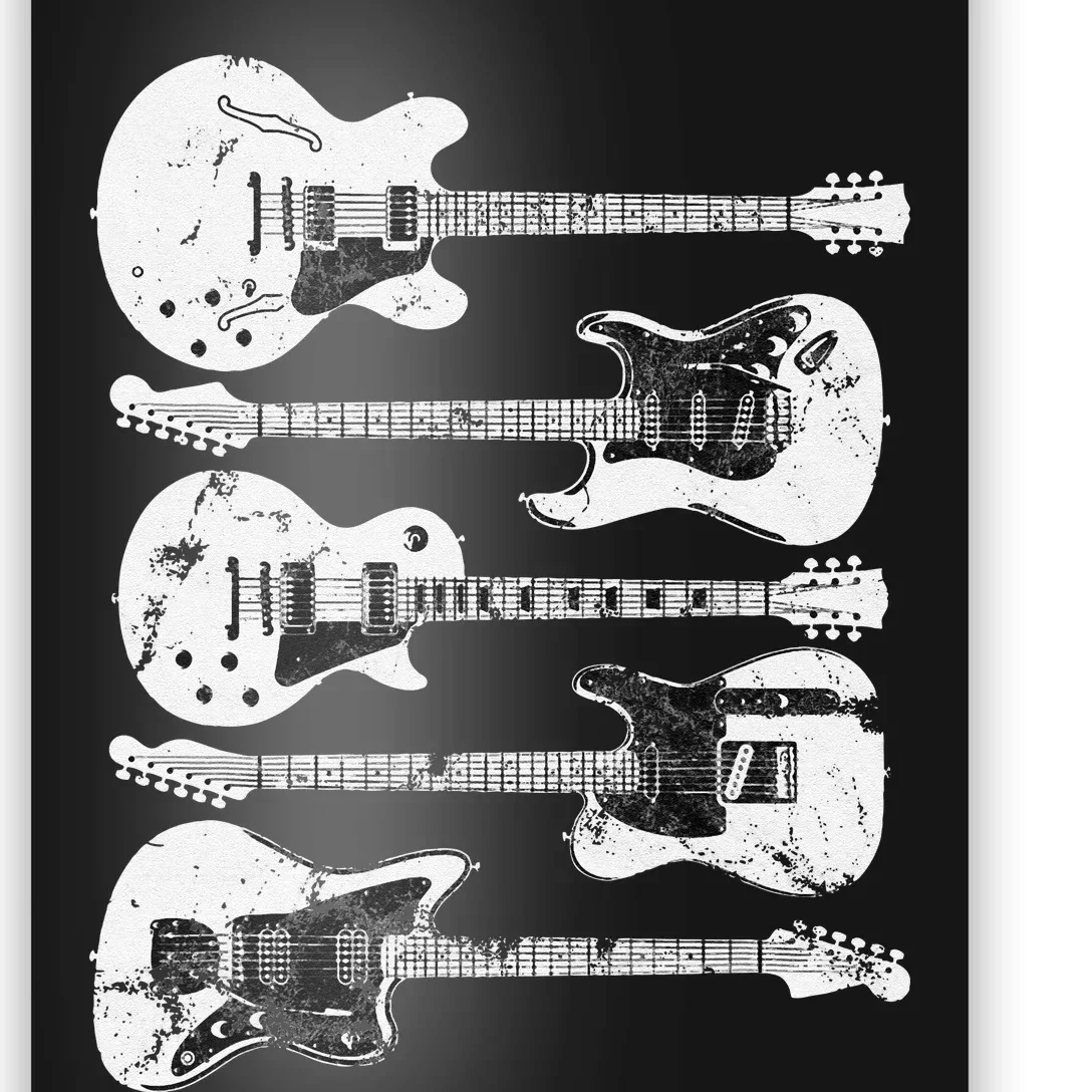 Retro Distressed Guitar Collection Rock Music Fan Poster