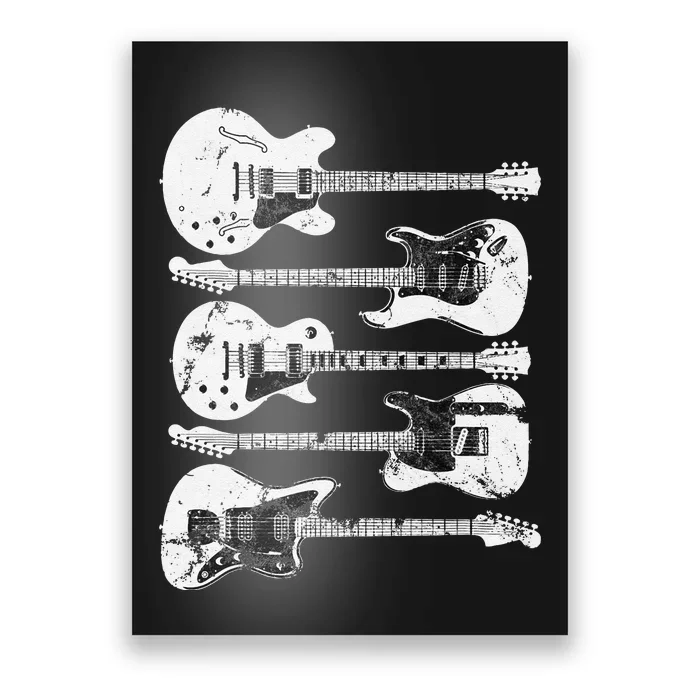 Retro Distressed Guitar Collection Rock Music Fan Poster