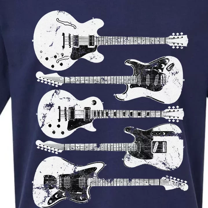 Retro Distressed Guitar Collection Rock Music Fan Sueded Cloud Jersey T-Shirt