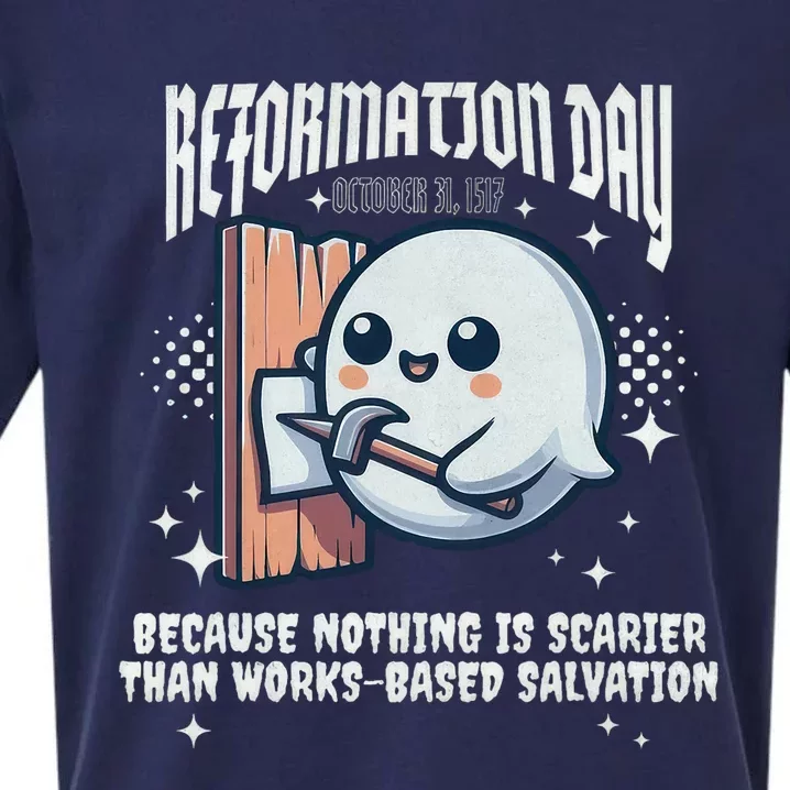 Reformation Day Ghost Halloween Spooky Season Baptist Sueded Cloud Jersey T-Shirt