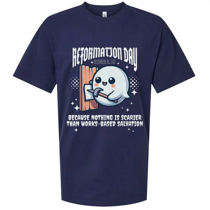 Reformation Day Ghost Halloween Spooky Season Baptist Sueded Cloud Jersey T-Shirt