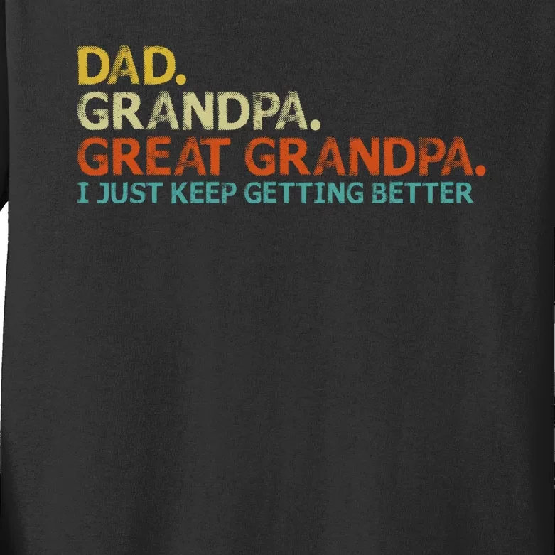 Retro Dad Grandpa Great Grandpa Fathers Day Funny Kids Long Sleeve Shirt