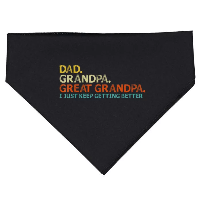 Retro Dad Grandpa Great Grandpa Fathers Day Funny USA-Made Doggie Bandana