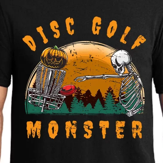 Retro Disc Golf Monster Halloween Skeleton Jack O Lantern Gift Pajama Set