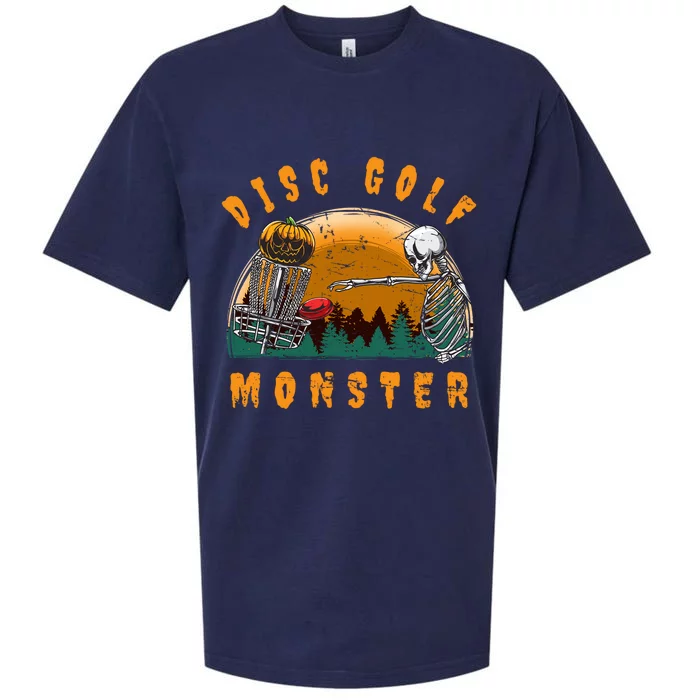 Retro Disc Golf Monster Halloween Skeleton Jack O Lantern Gift Sueded Cloud Jersey T-Shirt