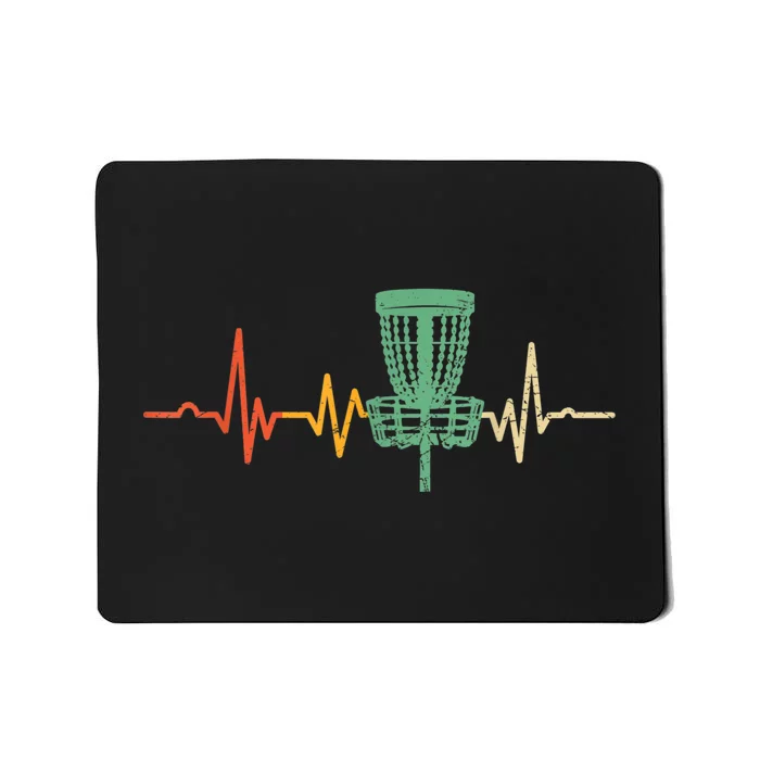 Retro DIsc Golf Shirt, Vintage Heartbeat Disc Golf Basket Mousepad