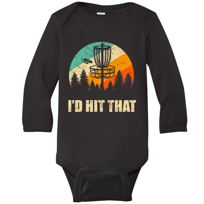 Retro Disc Golf Sport Sunset Vintage Frisbee Golf Baby Long Sleeve Bodysuit