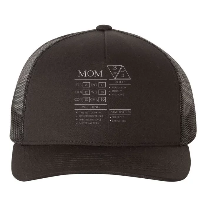 Roleplaying Dice Gamer Dragon Mom Stat Skills Wielding Yupoong Adult 5-Panel Trucker Hat