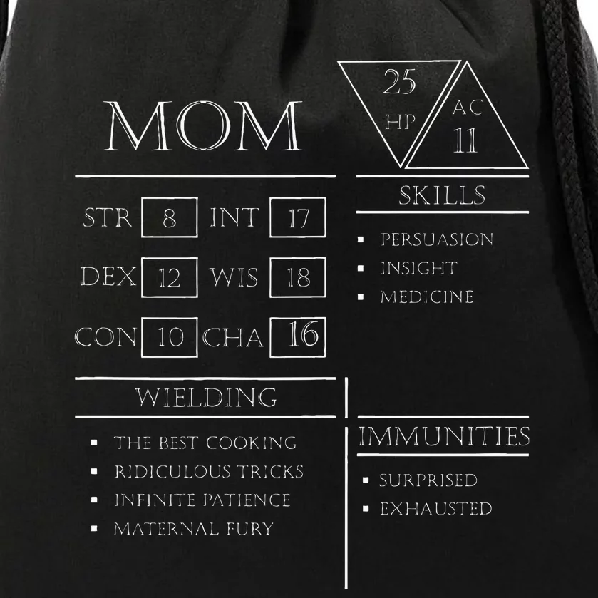 Roleplaying Dice Gamer Dragon Mom Stat Skills Wielding Drawstring Bag