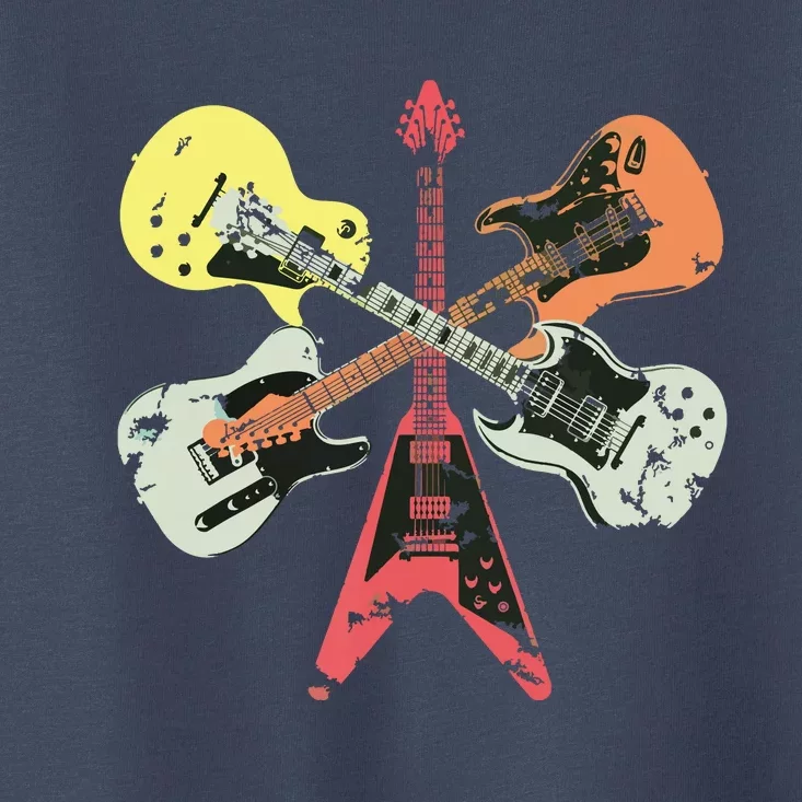 Retro Distressed Guitar Collection Rock Music Fan Guitarist Toddler T-Shirt