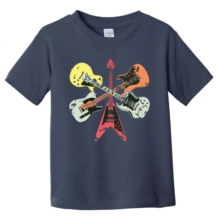 Retro Distressed Guitar Collection Rock Music Fan Guitarist Toddler T-Shirt