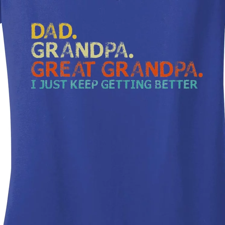 retro dad grandpa great grandpa fathers day funny Women's V-Neck T-Shirt