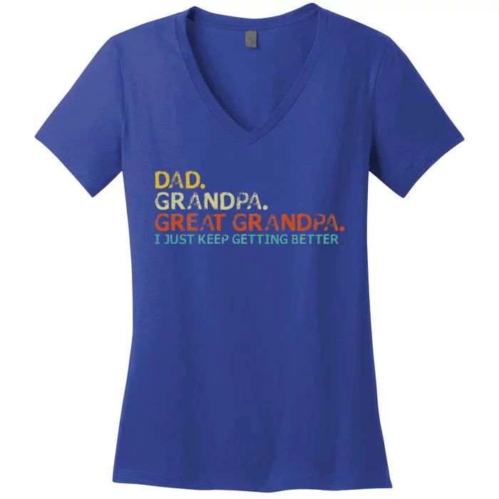 retro dad grandpa great grandpa fathers day funny Women's V-Neck T-Shirt