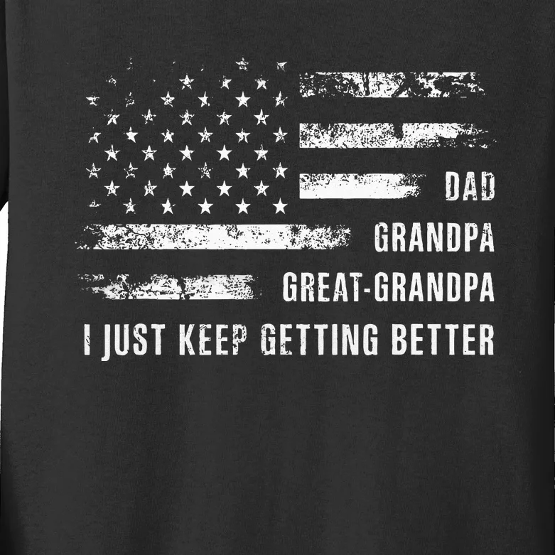 Retro Dad Grandpa Great Grandpa Fathers Day Funny Kids Long Sleeve Shirt