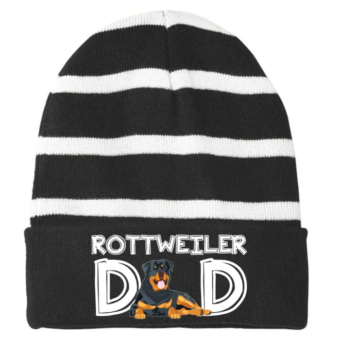 Rottweiler Dad Gift Fathers Day Rottweiler Striped Beanie with Solid Band