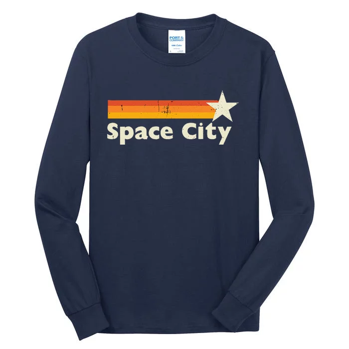 Retro Distressed Houston Baseball Space City Tall Long Sleeve T-Shirt