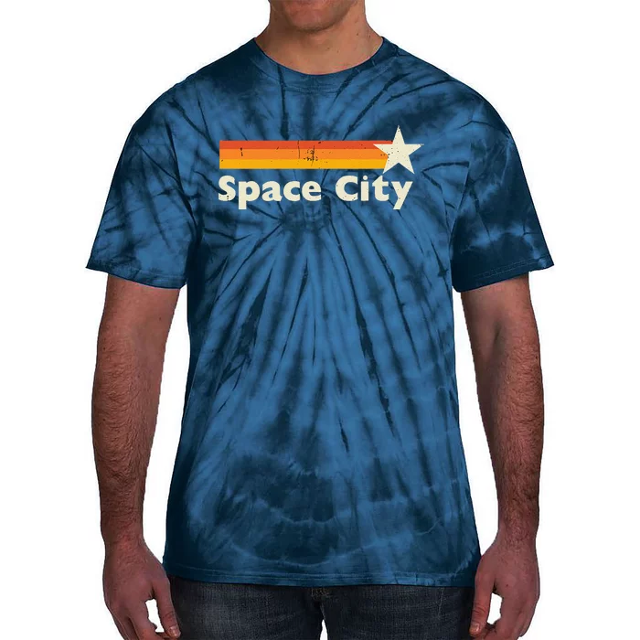 Retro Distressed Houston Baseball Space City Tie-Dye T-Shirt