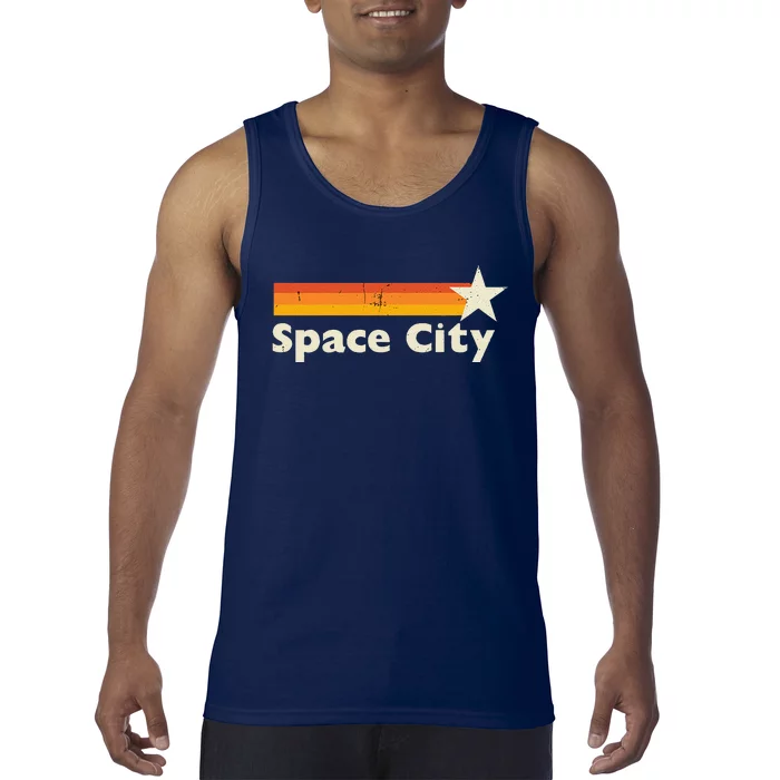 Retro Distressed Houston Baseball Space City Tank Top