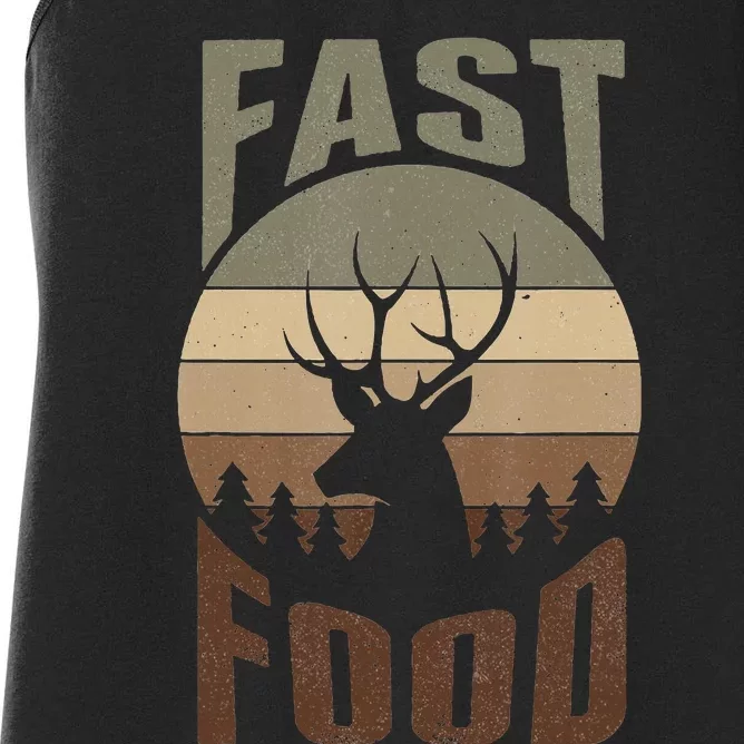 Retro Deer Hunting Fast Food Funny Gift For Hunters Women's Racerback Tank