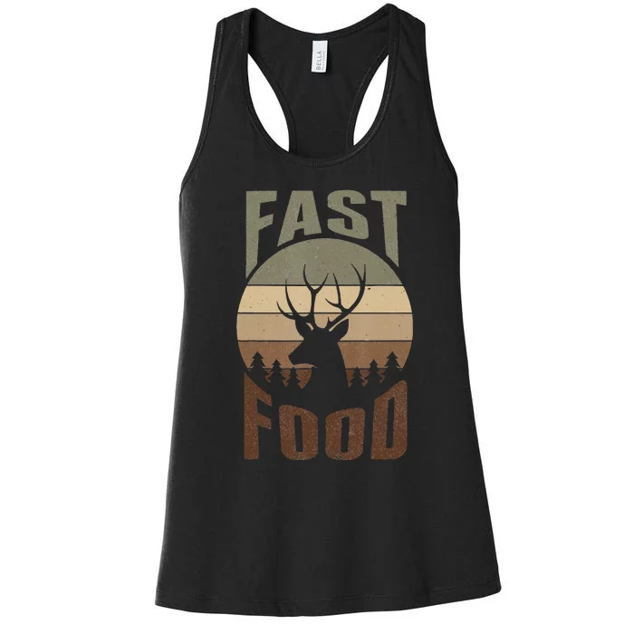 Retro Deer Hunting Fast Food Funny Gift For Hunters Women's Racerback Tank