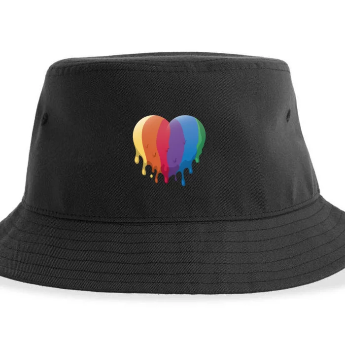 Rainbow Dripping Heart Sustainable Bucket Hat