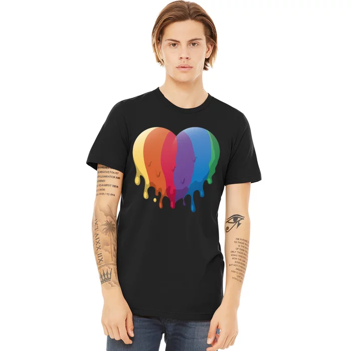 Rainbow Dripping Heart Premium T-Shirt