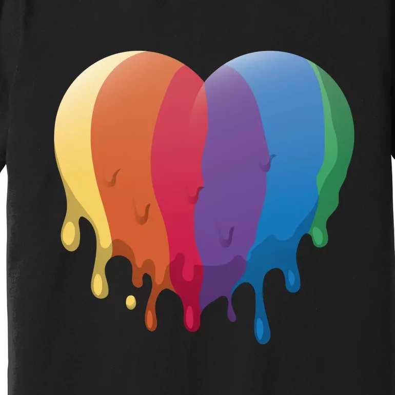 Rainbow Dripping Heart Premium T-Shirt