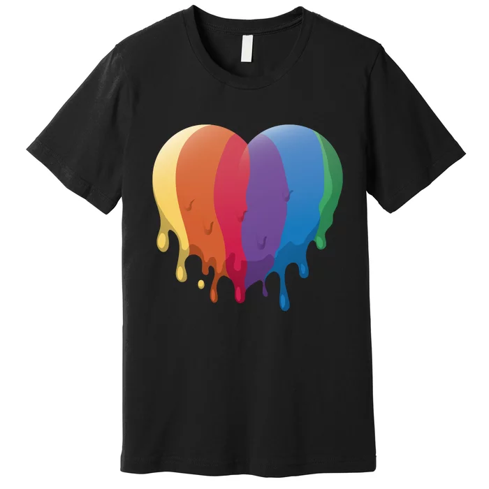 Rainbow Dripping Heart Premium T-Shirt