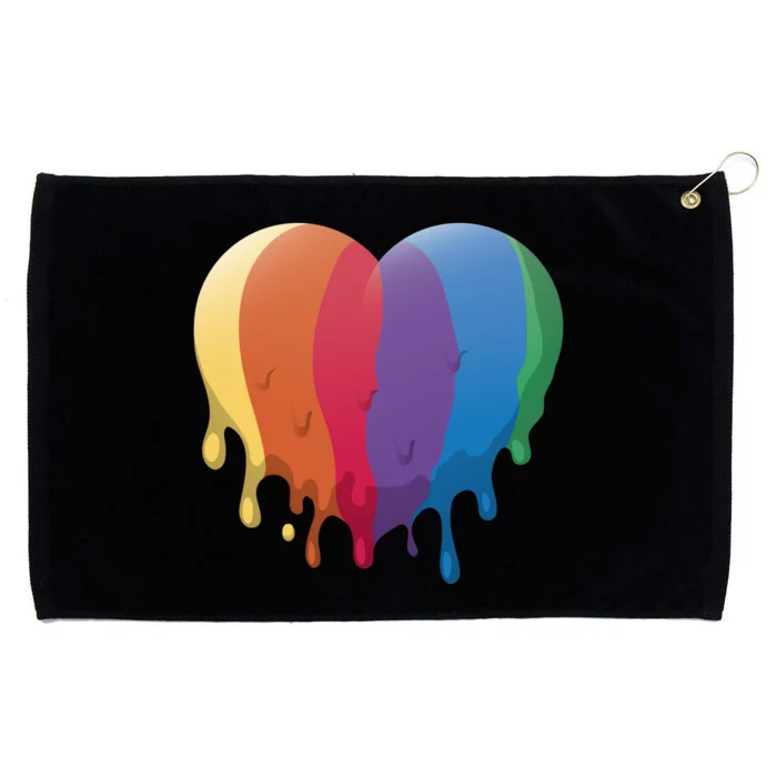 Rainbow Dripping Heart Grommeted Golf Towel