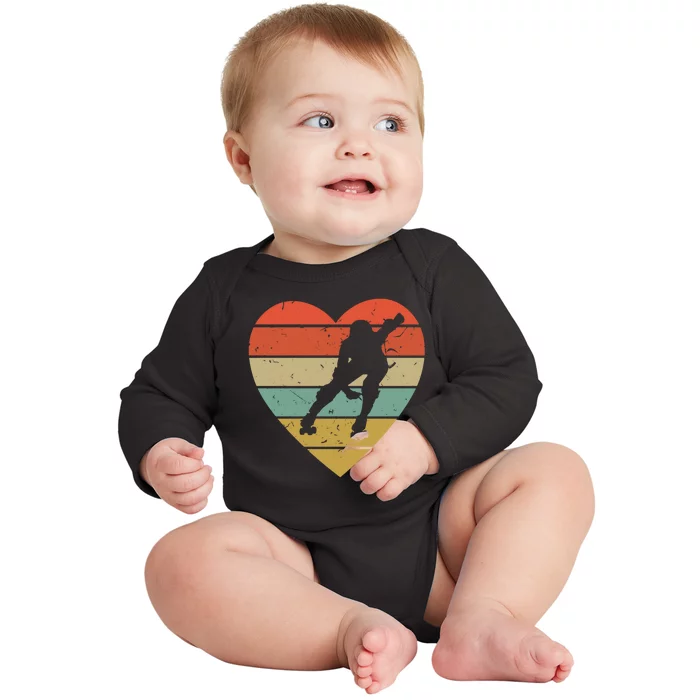 Roller Derby Heart Retro Skater Player Baby Long Sleeve Bodysuit