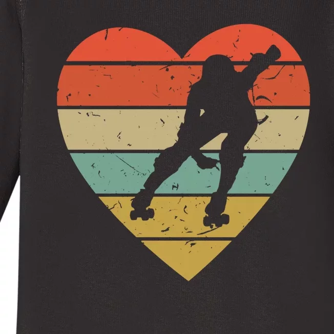 Roller Derby Heart Retro Skater Player Baby Long Sleeve Bodysuit