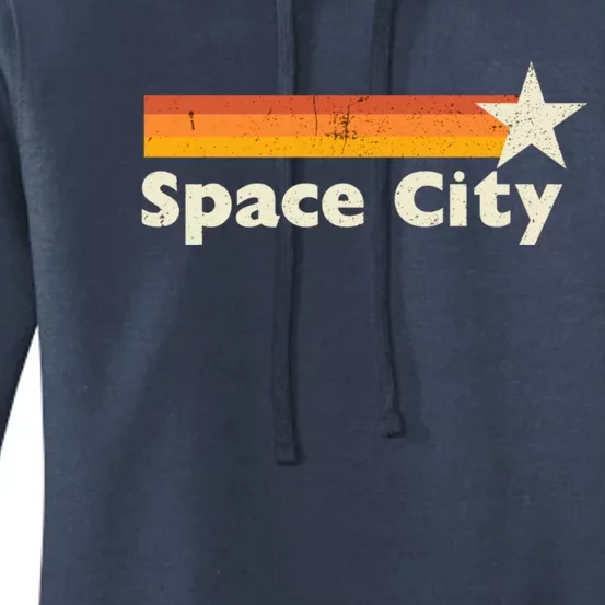 Retro Distressed Houston Baseball Space City Women's Pullover Hoodie