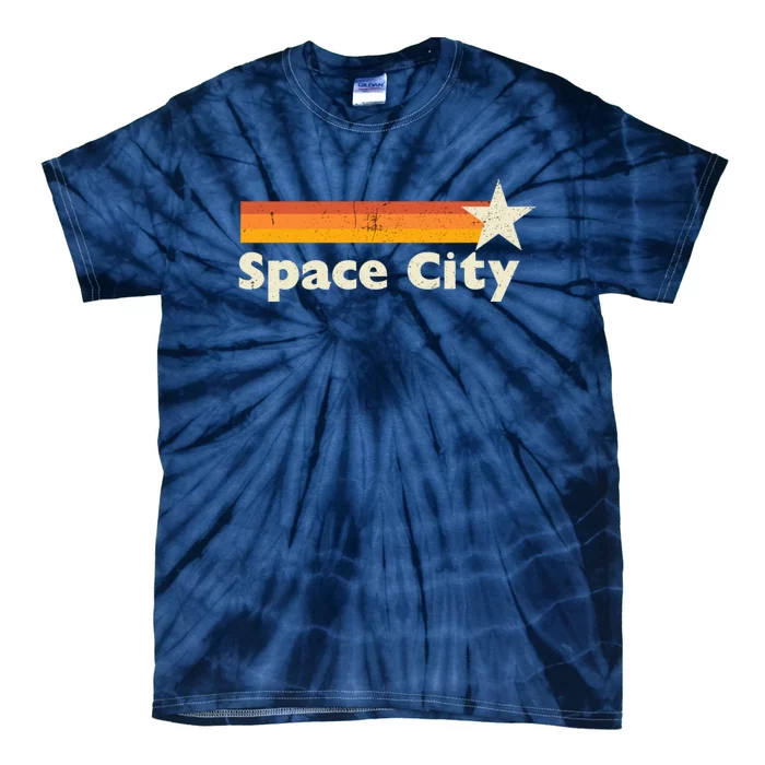 Retro Distressed Houston Baseball Space City Tie-Dye T-Shirt