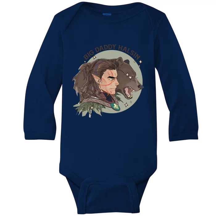 Retro Daddy Halsin The Druid Halsin Video Games BaldurS Gate 3 Baby Long Sleeve Bodysuit