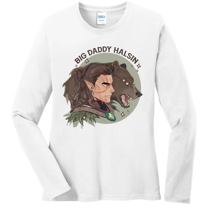 Retro Daddy Halsin The Druid Halsin Video Games BaldurS Gate 3 Ladies Long Sleeve Shirt